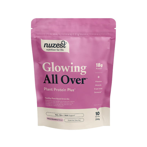 Nuzest Plant Protein Plus+ - Glowing All Over 250g Natural Strawberry Flavour - Collagen at MySupplementShop by Nuzest