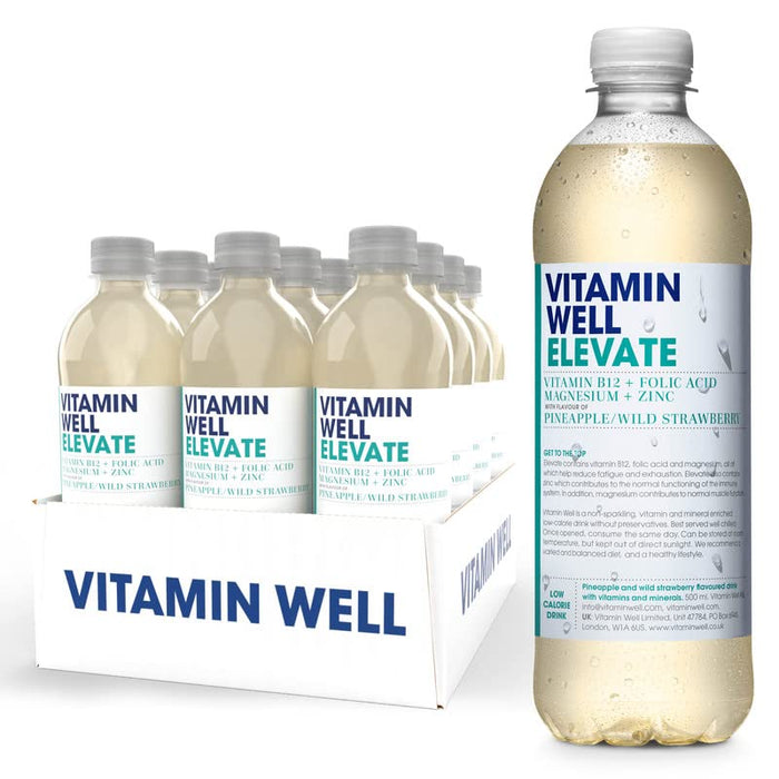 Vitamin Well Elevate 12x500ml Pineapple & Wild Strawberry - Magnesium at MySupplementShop by Vitamin Well