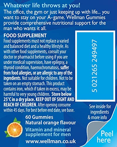 Vitabiotics Wellman Multi-Vitamin Natural Orange Flavour Vegan Gummies x 60 - Men at MySupplementShop by Vitabiotics