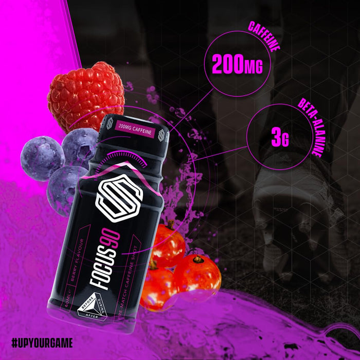 Soccer Supplement Focus Shot Caffeinated Drink 12x60ml Mixed Berry | Premium Sports Supplements at MYSUPPLEMENTSHOP.co.uk