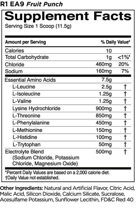 Rule One Essential Amino 9, Fruit Punch (EAN 196671009647) 330g