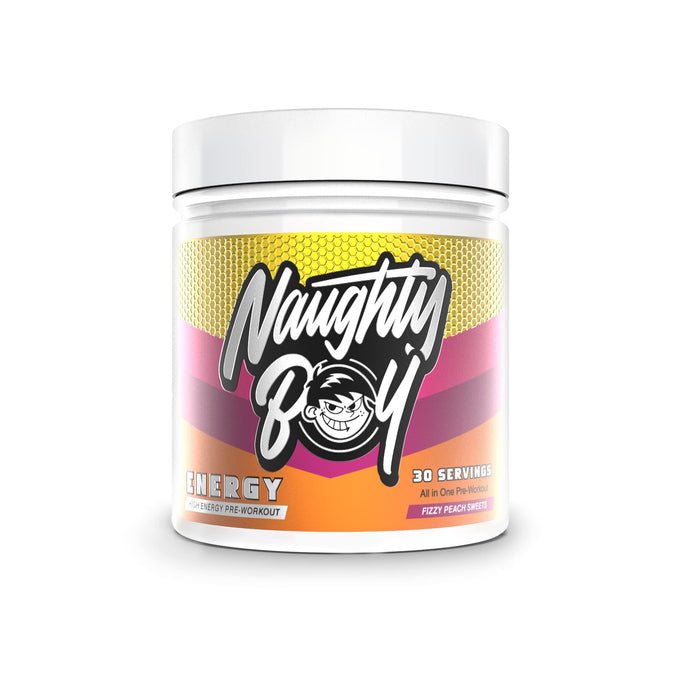 Naughty Boy Energy 390g Fizzy Peach Sweets - Pre & Post Workout at MySupplementShop by Naughty Boy