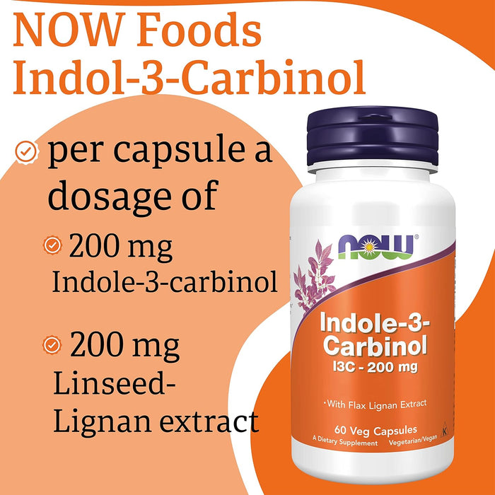 NOW Foods Indol-3-Carbinol (I3C), 200 mg – 60 Kapseln