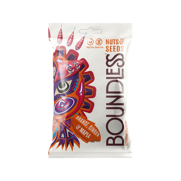 Boundless Activated Snacking Nuts & Seeds 12x30g Orange, Ginger & Maple | Premium Healthy Snacks at MySupplementShop.co.uk