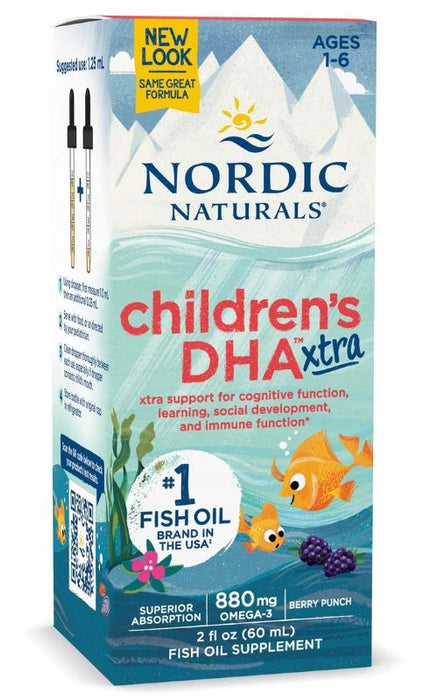 Nordic Naturals Children's DHA Xtra Fish Oil, 880mg Berry Punch 60ml