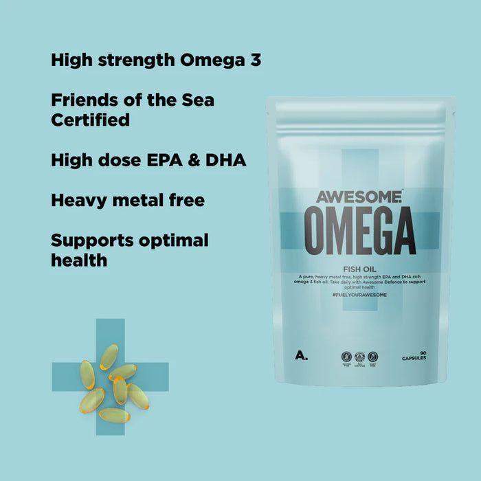 Awesome Supplements Omega | High Strength 1000mg Omega Fish Oil 90 Capsules - Omega Fatty Acid Supplement at MySupplementShop by Awesome Supplements