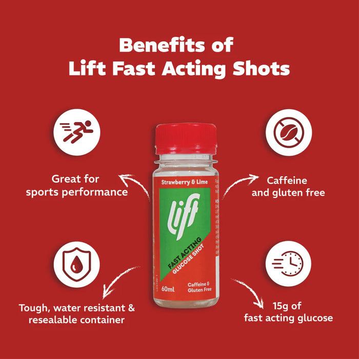 Lift Fast Acting Glucose Energy Juice Shots - Strawberry & Lime Flavour