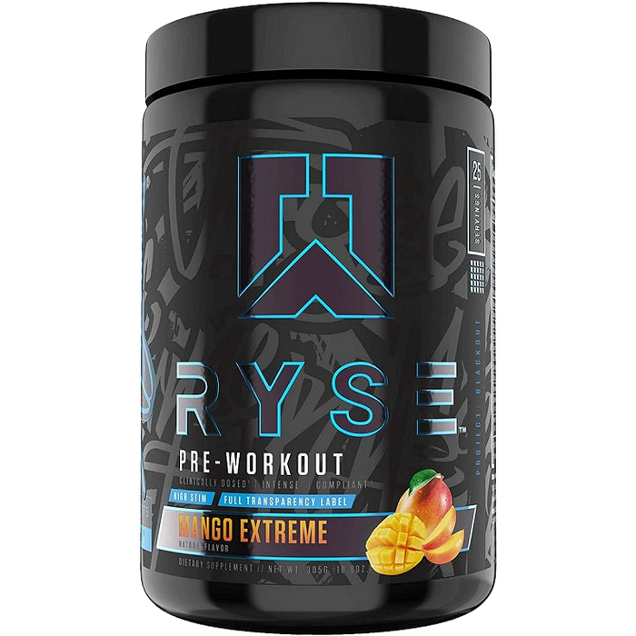 RYSE Pre-Workout - Project Blackout, Mango Extreme - 305 grams