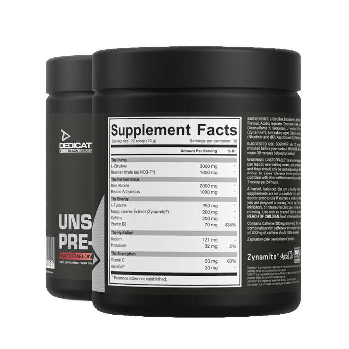 Dedicated Nutrition Unstoppable Pre Workout 300g - Legendary Training Booster