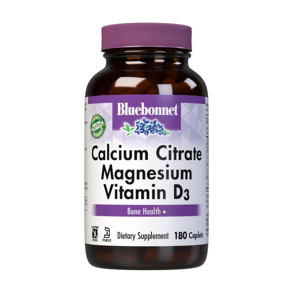 Bluebonnet Calcium Citrate, Magnesium & Vitamin D3 180 Caplets - Bone Health at MySupplementShop by Bluebonnet Nutrition