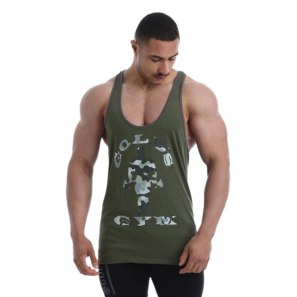 Gold's Gym Camo Logo Classic Stringer - Army Green