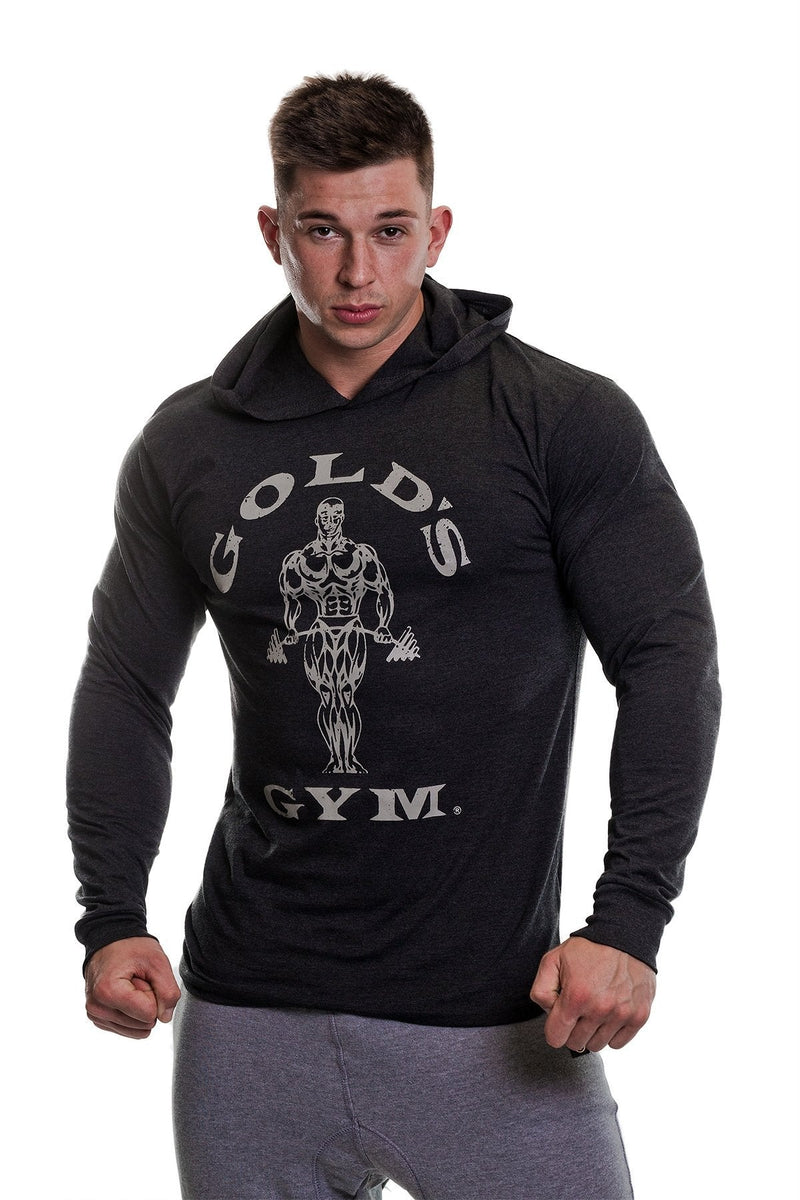 Gold's Gym Long Sleeve Hooded Top Black Marl