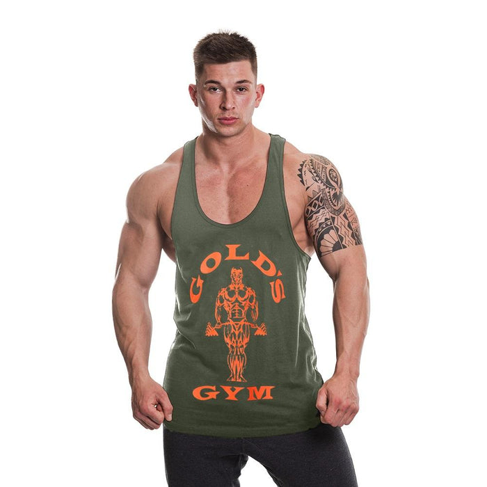 Golds Gym Muscle Joe Premium Stringer - Army Marl/Orange - Stringer at MySupplementShop by Gold's Gym