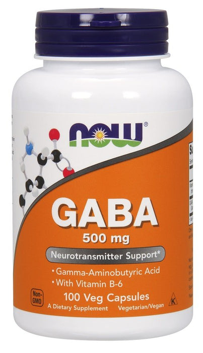 NOW Foods GABA with Vitamin B6 100 vcaps - 500mg - Health and Wellbeing at MySupplementShop by NOW Foods