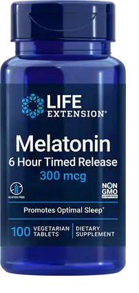 Life Extension Melatonin 6 Hour Timed Release, 300mcg 100 vegetarian tabs