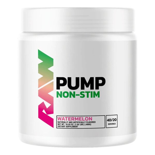 Raw Nutrition Pump Non-Stim, Watermelon 480g - Pre & Post Workout at MySupplementShop by Raw Nutrition