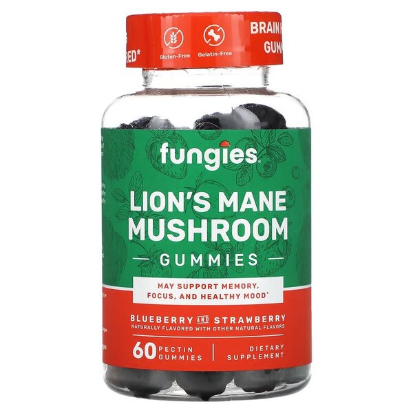 Fungies Lion's Mane Mushroom Gummies, Blueberry & Strawberry - 60 gummies Best Value Sports Supplements at MYSUPPLEMENTSHOP.co.uk