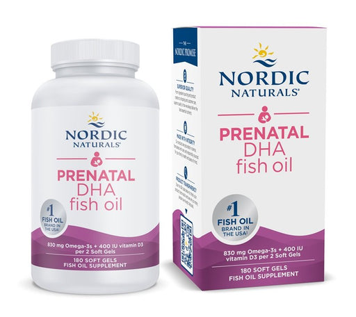 Nordic Naturals Prenatal DHA, 830mg Omega-3 + 400 IU D3 Unflavored (EAN 768990891045) 180 softgels