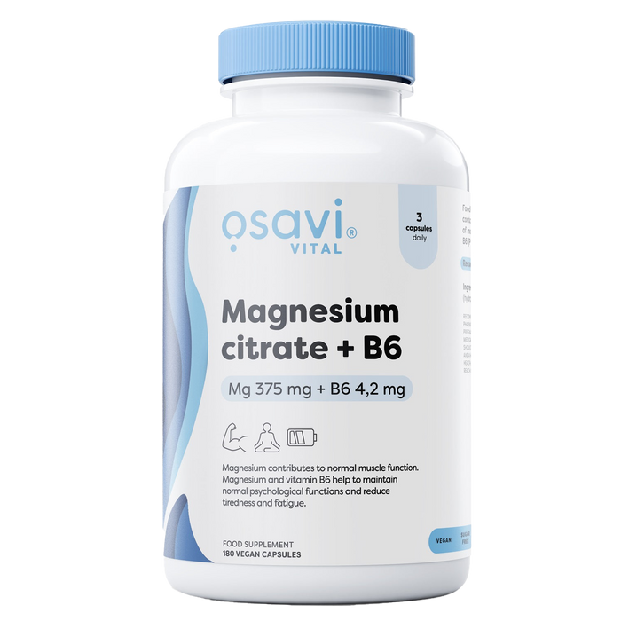 Osavi Magnesium Citrate + B6, 375mg + 4.2mg - 180 vcaps