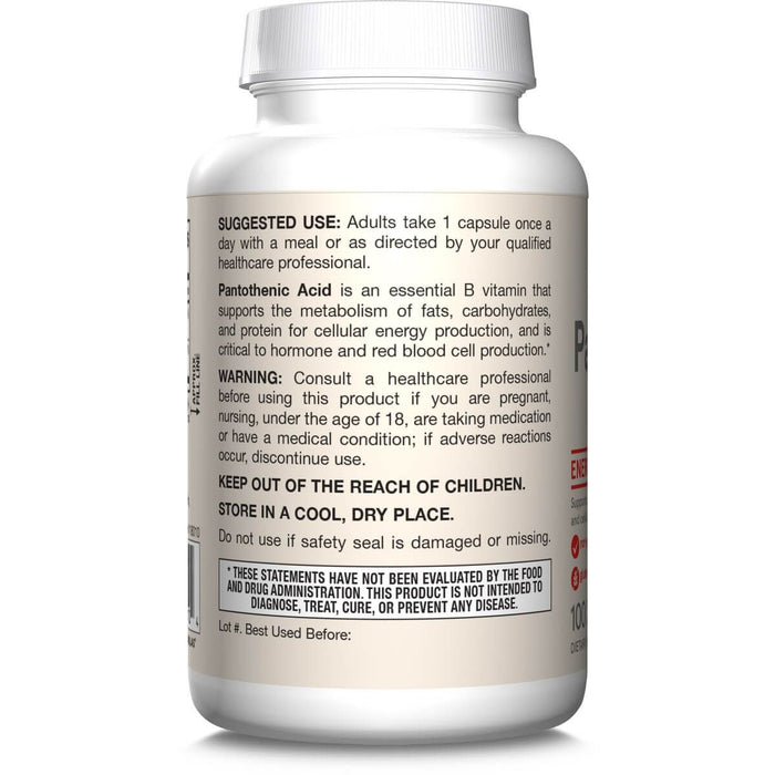 Jarrow Formulas Pantothenic Acid B5 500mg 100 Veggie Capsules | Premium Supplements at MYSUPPLEMENTSHOP