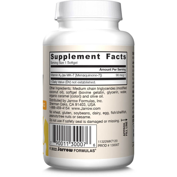 Jarrow Formulas Vitamin K2 as MK-7 90mcg 120 Softgels | Premium Supplements at MYSUPPLEMENTSHOP