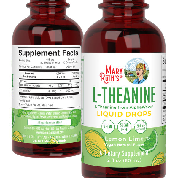 MaryRuth Organics L-Theanin-Flüssigkeitstropfen, Zitronenlimette – 60 ml.