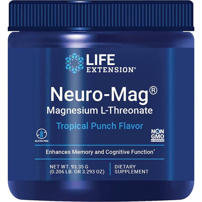 Life Extension Neuro-Mag Magnesium L-Threonate (Tropical Punch) 93.35 grams - Health and Wellbeing at MySupplementShop by Life Extension