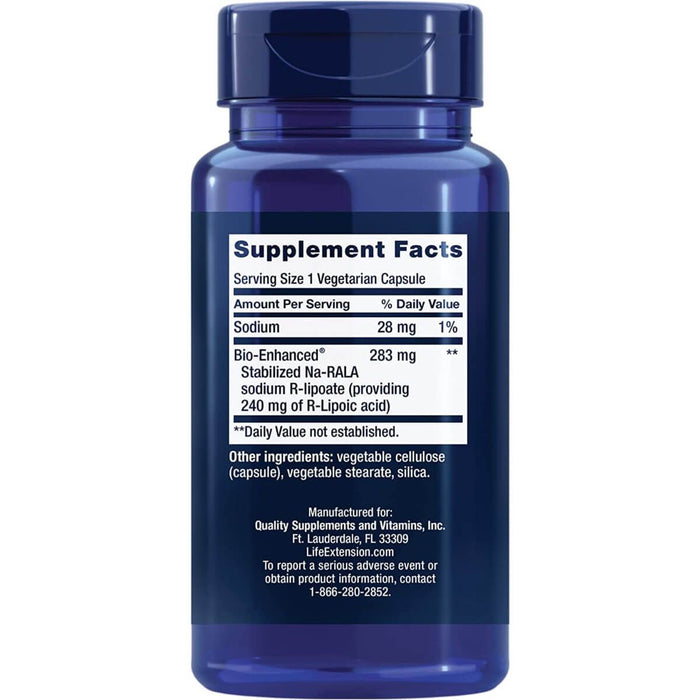 Life Extension Super R-Lipoic Acid 240 mg 60 Vegetarian Capsules | Premium Supplements at MYSUPPLEMENTSHOP