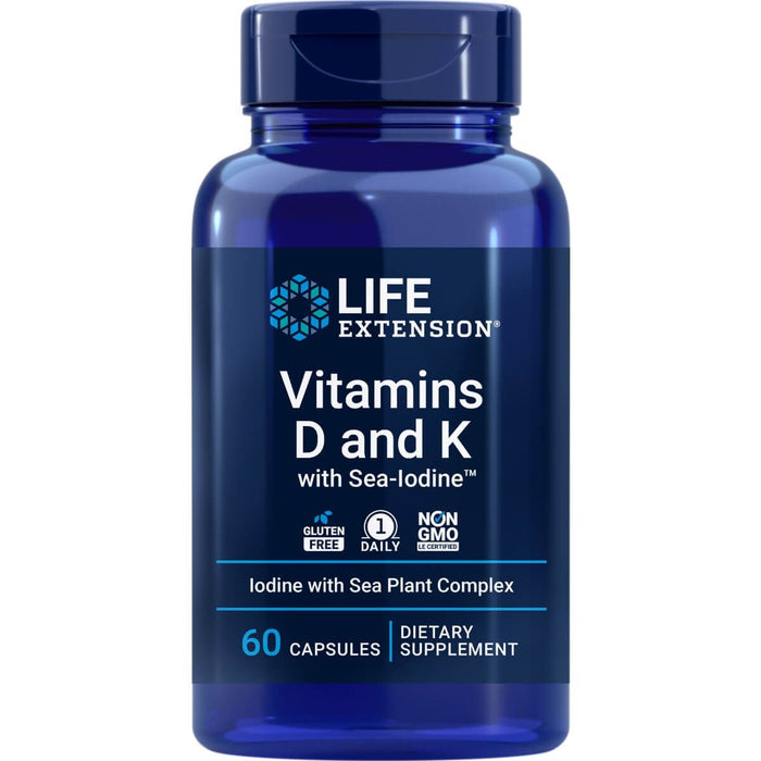 Life Extension Vitamins D and K with Sea-Iodine 60 Capsules - Vitamins & Minerals at MySupplementShop by Life Extension