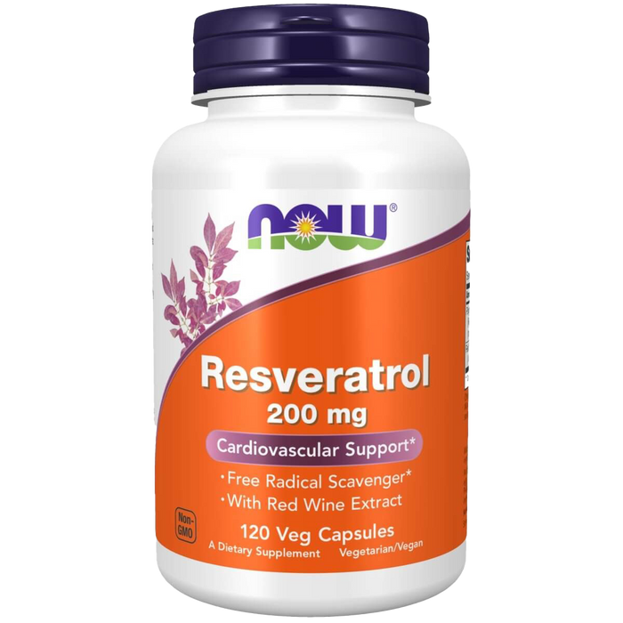 NOW Foods Natural Resveratrol 200 mg 120 Veg Capsules