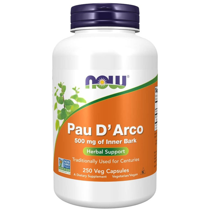 NOW Foods Pau D'Arco 500 mg 250 Veg Capsules - Special Formula at MySupplementShop by NOW Foods