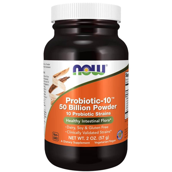 NOW Foods Probiotic-10 Powder 50 Billion 2oz - Health and Wellbeing at MySupplementShop by NOW Foods