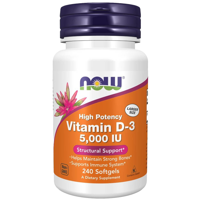 NOW Foods Vitamin D-3, 5000 IE – 240 Kapseln