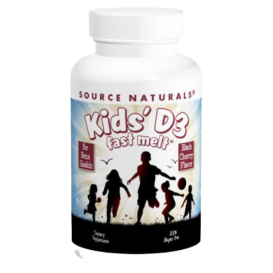 Source Naturals Vitamine D-3 pour enfants 400 UI 100 Cerise noire fond rapidement