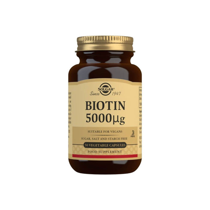 Solgar Biotin 5000 µg Vegetable Capsules Pack of 50 - Energy & Vitality at MySupplementShop by Solgar