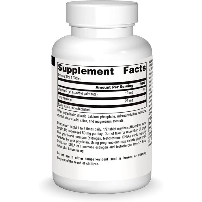 Source Naturals Pregnenolone 25mg 120 Tablets | Premium Supplements at MYSUPPLEMENTSHOP