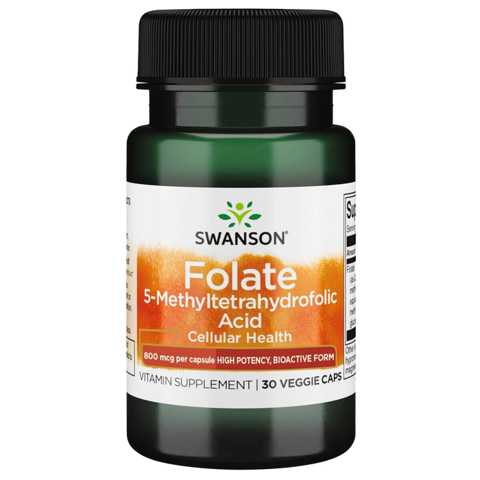 Swanson Folate 5-Methyltetrahydrofolic Acid 800 mcg (1,360 mcg DFE) 30 Veg Caps