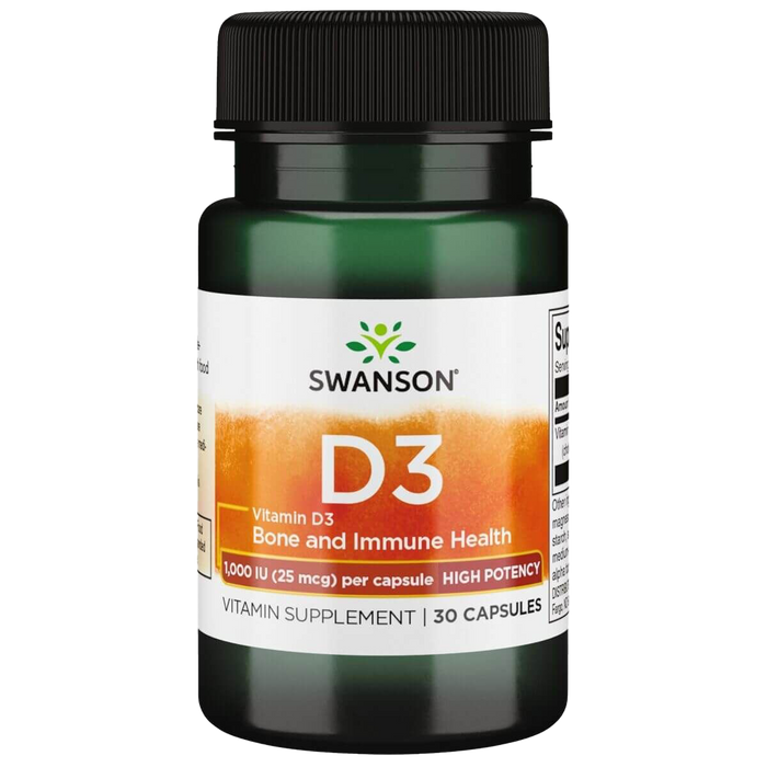 Swanson Vitamin D3 High Potency 1,000 IU (25 mcg) 30 Capsules