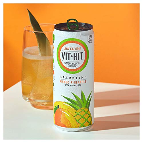 VIT HIT Sparkling - Mango & Pineapple Rooibos Tea Vitamin Drink (330ml x 12 Cans) - Health Foods at MySupplementShop by Vit-Hit