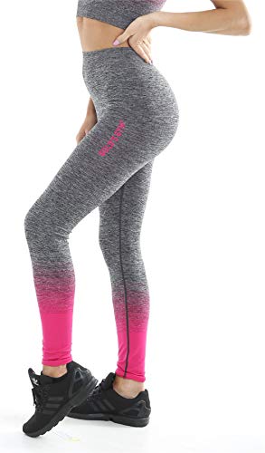 Gold's Gym UK Women's GGLPNT133 Gradient Ombre Training Workout Seamless High Waist Legging Pink/Charcoal Marl M/L | High-Quality Leggings | MySupplementShop.co.uk