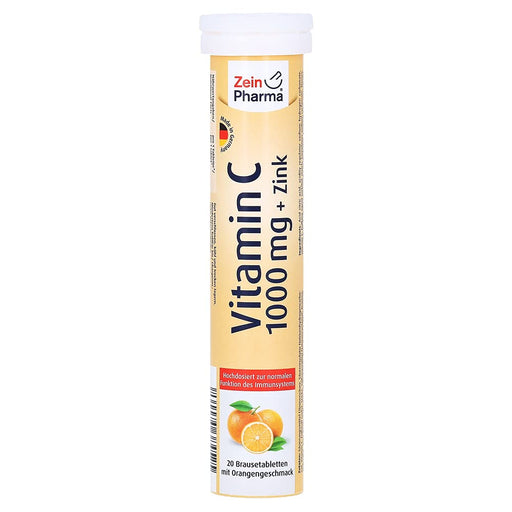 Zein Pharma Vitamin C + Zinc, Orange - 20 effervescent tabs | High-Quality Vitamin C | MySupplementShop.co.uk