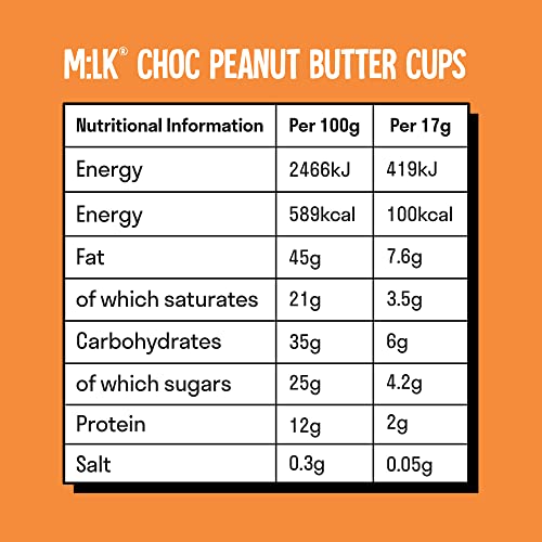 LoveRaw M:lk® Choc Peanut Butter Cups 18x34g Milk Chocolate | High-Quality Health Foods | MySupplementShop.co.uk