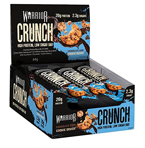 Warrior Crunch Bars 12x64g Choc Chip Cookie Dough | High-Quality Sports Nutrition | MySupplementShop.co.uk