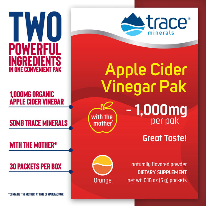 Trace Minerals Apple Cider Vinegar Pak, Orange - 30 packets | High-Quality Sports Supplements | MySupplementShop.co.uk