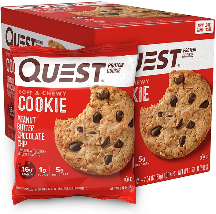 Quest Nutrition Cookie 12x59g Peanut Butter Chocolate Chip - Nutrition Bars at MySupplementShop by Quest Nutrition