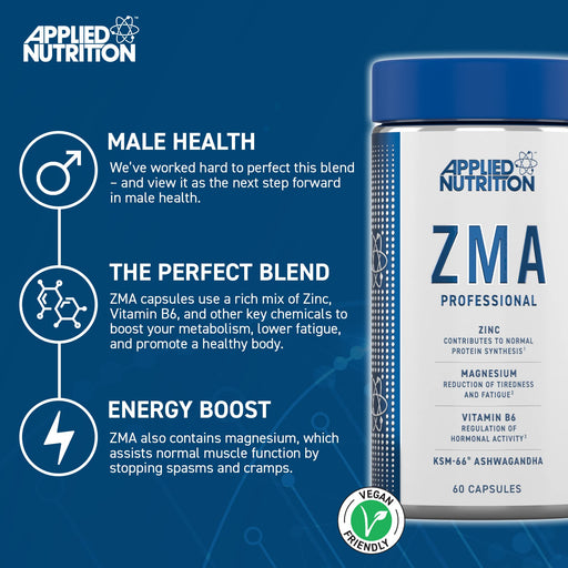 Applied Nutrition ZMA Pro 60 Capsules - Testosterone Boosters at MySupplementShop by Applied Nutrition