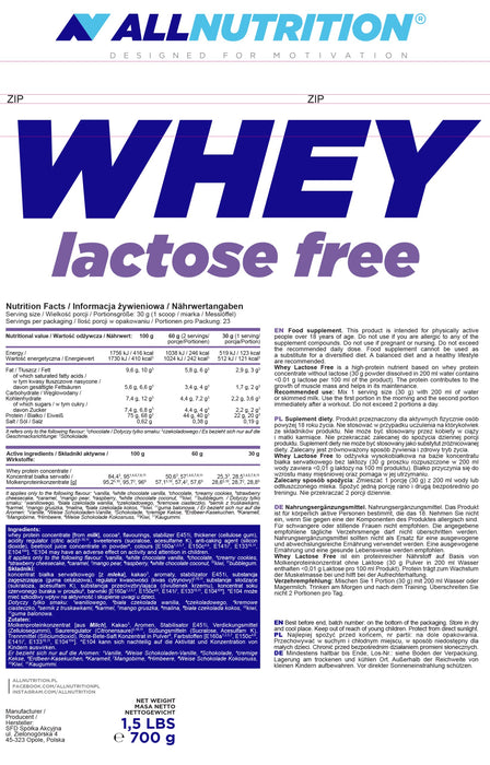 Allnutrition Whey Lactose Free, Chocolate - 700 grams - Protein at MySupplementShop by Allnutrition