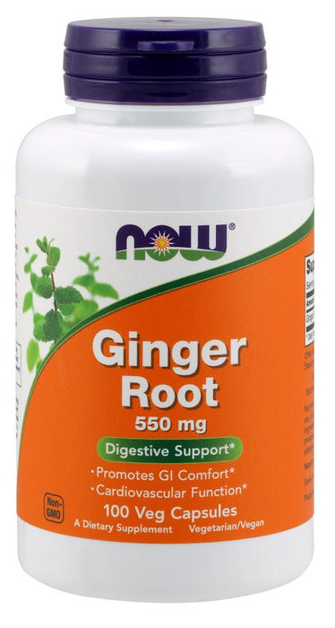 NOW Foods Ginger Root, 550mg - 100 vcaps - Health and Wellbeing at MySupplementShop by NOW Foods