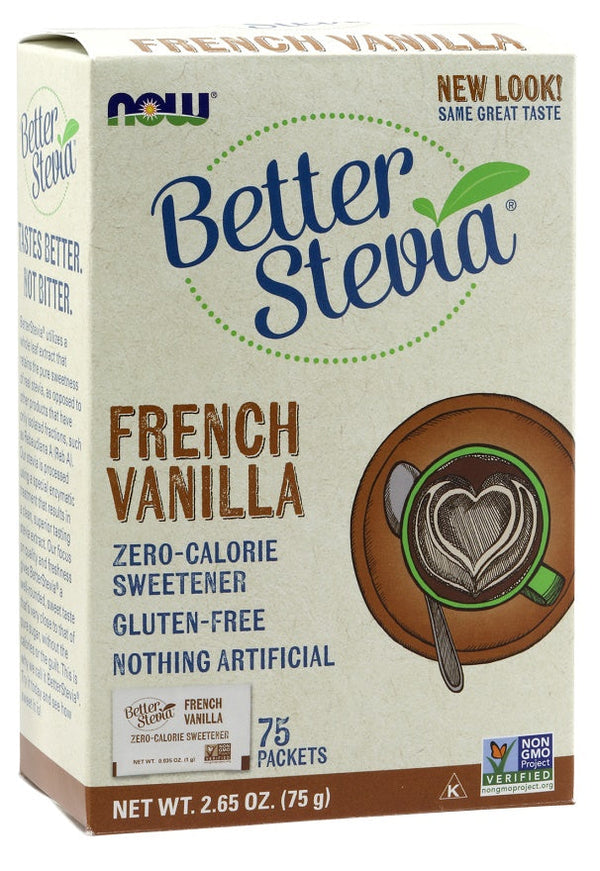 NOW Foods Better Stevia Packets, French Vanilla - 75 packets | High-Quality Health Foods | MySupplementShop.co.uk
