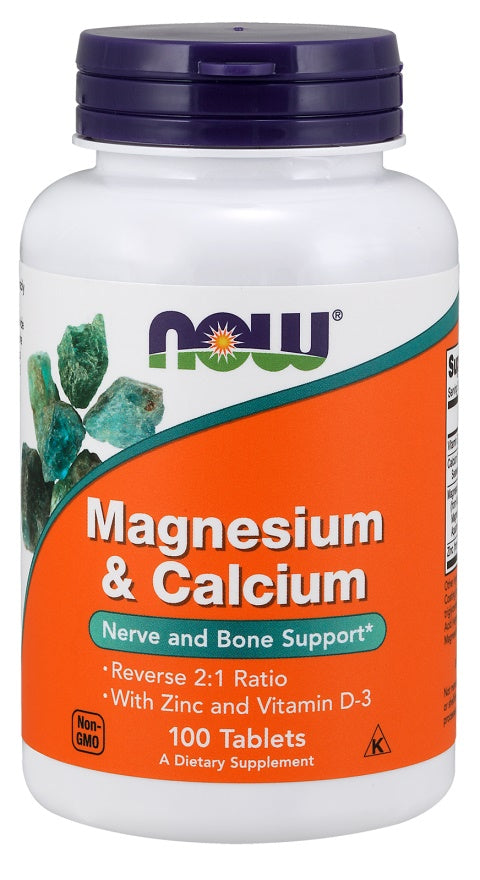 NOW Foods Magnesium & Calcium with Zinc and Vitamin D3 - 100 tablets | High-Quality Vitamins & Minerals | MySupplementShop.co.uk